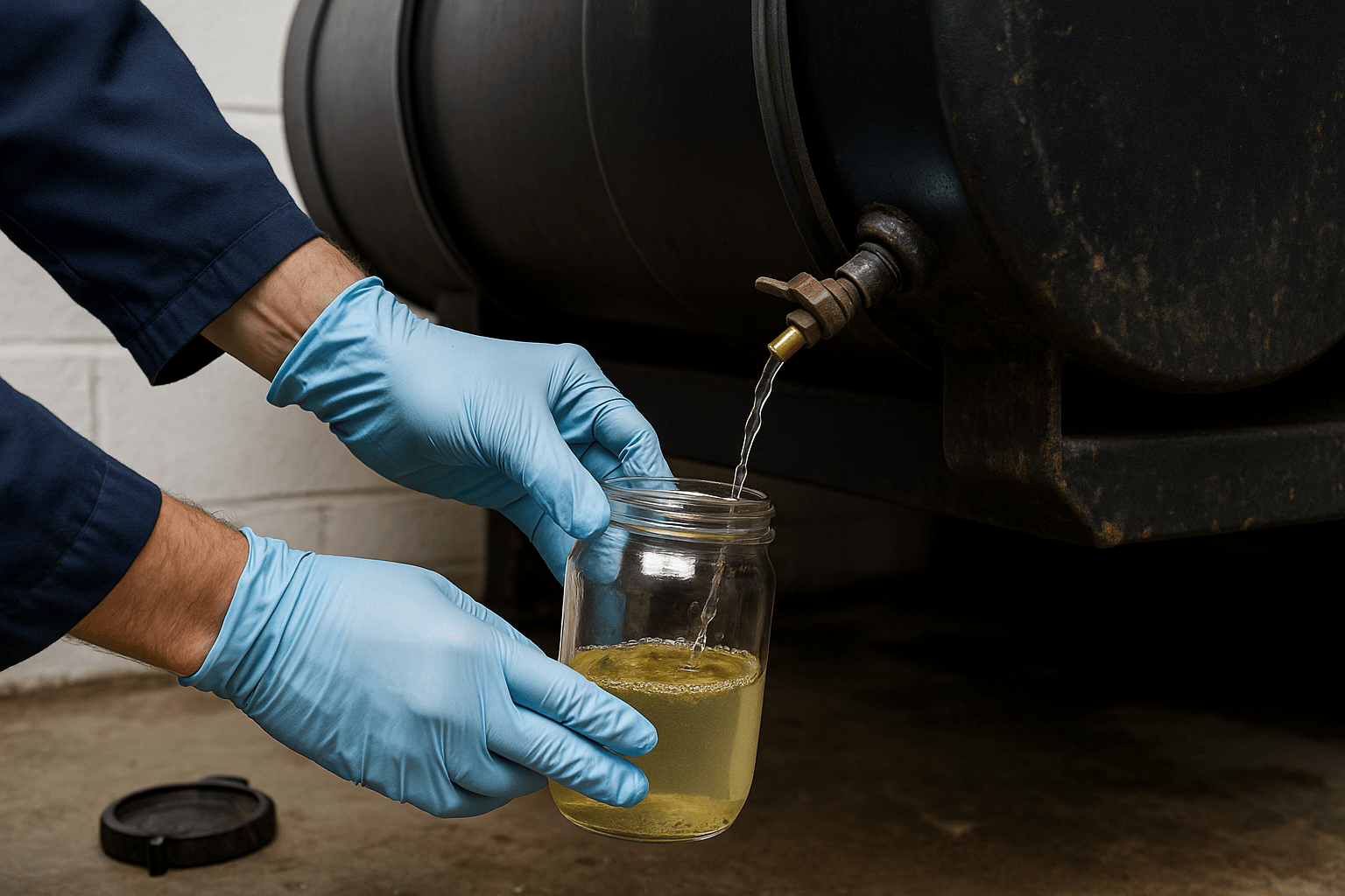 Drenaje de agua en el fondo del tanque de gasóleo
